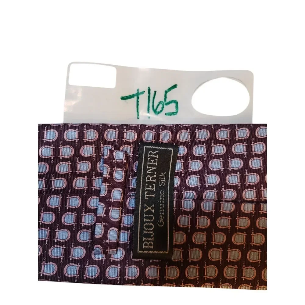 Bijoux Terner Mens Tie Necktie Designer Luxury Burgundy Blue Pink Stirrup Horses